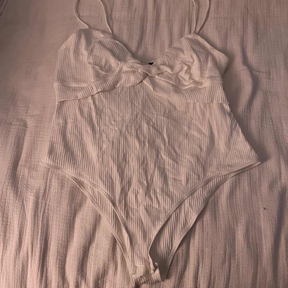 Ribbed Twist Front Bodysuit